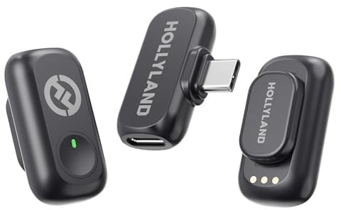 Hollyland LARK A1 Mini Duo - Mini microfono wireless per iPhone 15/16 e Android (2 TX + RX USB-C), microfono magnetico per YouTube, TikTok, podcast, vlogging (Nero, Senza Custodia di Ricarica)