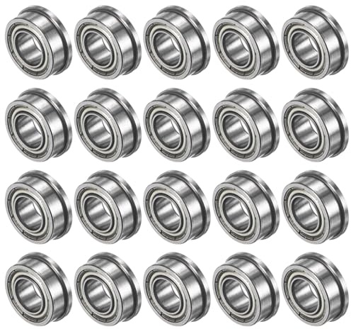 M METERXITY 20erPcs FR188ZZ Flansch-Kugellager 1/4 x 1/2 x 1/5 | Flansch-Rillenkugellager, Z1 Chromstahl GCr15, Doppelt Metallabgedichtet, Für Schubkarren/Drucker/Faxgeräte/Elektrowerkzeuge