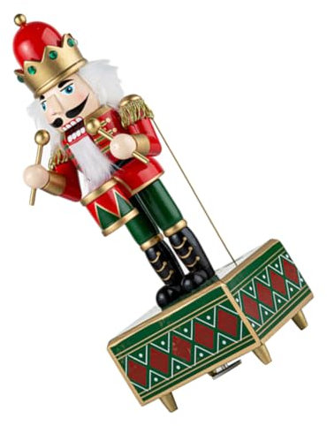 Cabilock Classic Nutcracker Music Box Decor Red Drum Nutcracker Figurine Charming Xmas Decoration with Intricate Details for for for for Family and Friends