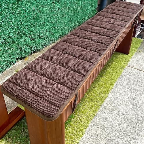 YHXAIQ rutschfeste Bankauflage Outdoor aus Cord mit Schnürsenkeln - Verstärkte Kanten für Fensterbankterrasse, Garten, Küche und Haus, Atmungsaktiv & Langlebig(Brown,35 x 180cm)