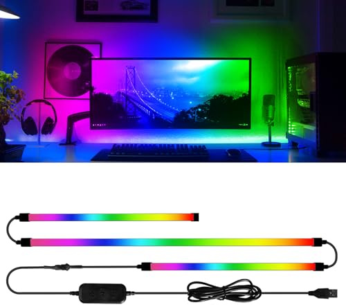 AURORIONCG Tira LED Monitor 24” RGBIC 3 Lados, Sincroniza Pantalla y Música | Para monitor 24; Tecnología RGBIC; Sincronización USB; Software SyncLight; Cero Latencia; Versión 3 Lados; USB 5V