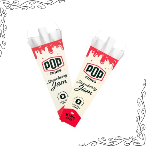 6 Pop Cones Pre Rolled Cones Rolling Papers, King Size, Strawberry, 2 Pack