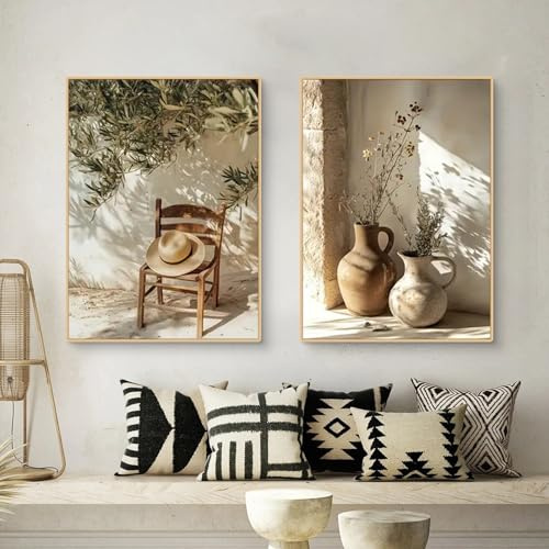 TROYSINC 2er Mediterrane Pflanzen Poster Set, Zitronenbaum Olivenbaum Bilder Set, Aesthetic Wandbilder Wohnzimmer Wanddeko für Wohnzimmer Schlafzimmer, ohne Rahmen (50x70cm,B)