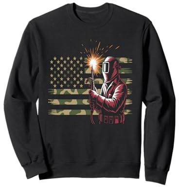 Welder Camo USA Flag T-Shirt - Patriotic Welding Sweatshirt