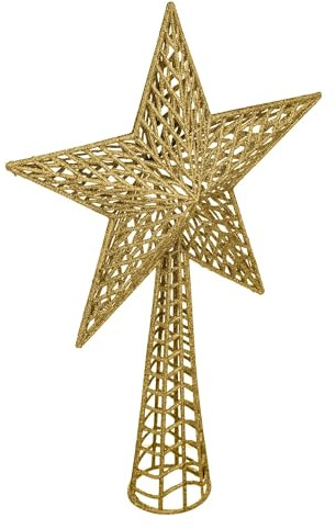Well Home - Estrella de árbol de Navidad Brillante H.38cm en Color Oro