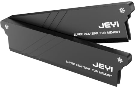 JEYI 2x Dissipateur Thermique RAM Noir – Refroidisseur Aluminium Anodisé avec Pads Thermiques, Radiateur Compatible DDR5/DDR4/DDR3, pour PC Bureau Gamer