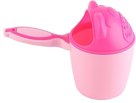 YUMILI Baby Shampoo Rinse Cup Eye Protection Removable Comfortable Handle Pink Kid Wash Hair Bathing Flusher for Baby Bath Plastic Material Safe Non Proof