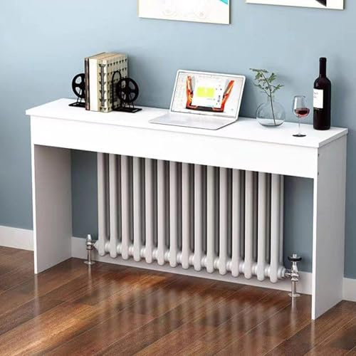 JSWHYBD Wood Radiator Cover Shelf, Extra-Wide Storage Shelf Above Radiator, Heater Cover for Living Room, Bedroom & Hallway Use, Also as Console Table white 120cm/47.2”