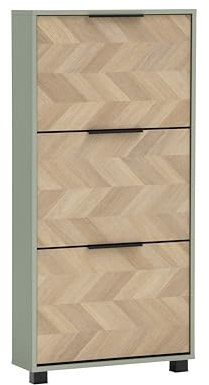 Schildmeyer Schuhschrank Schuhkipper Piazza 160858, Pistazie/Fischgräten Dekor, 59,8 x 19,5 x 124,5 cm, platzsparend durch geringe Tiefe