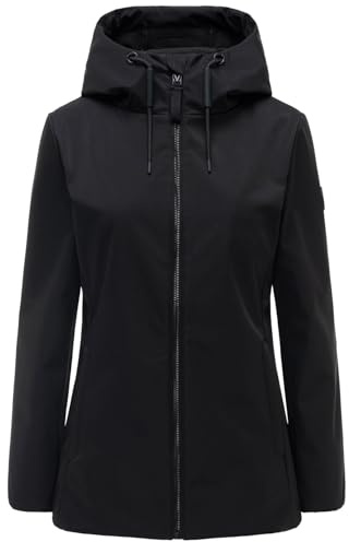 MARIKOO Damen Softshelljacke (XS-3XL) - wasserabweisend mit Kapuze, 3 Taschen - N130