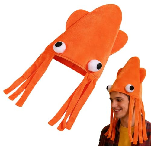 Lustige Hüte Tintenfisch Plüsch-Kopfbedeckung Atmungsaktiv | Meerestiere Kostüm Partyzubehör für Halloween, Weihnachten, Geburtstag, Mottopartys, Fotoshootings, Kinder, Erwachsene, ,