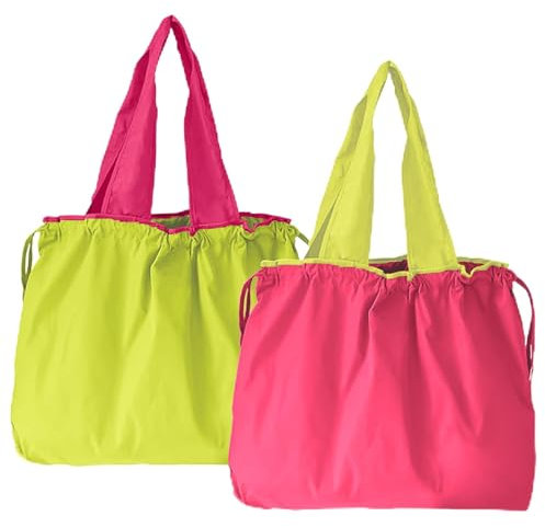 Einkaufstasche Faltbar Große Wiederverwendbare Ripstop Einkaufsbeutel Waschbar Shopping Bag Tragetasche mit Kordelzug und Henkel Tragbare Einkaufstaschen für Einkaufen und Travel Outdoor Camping