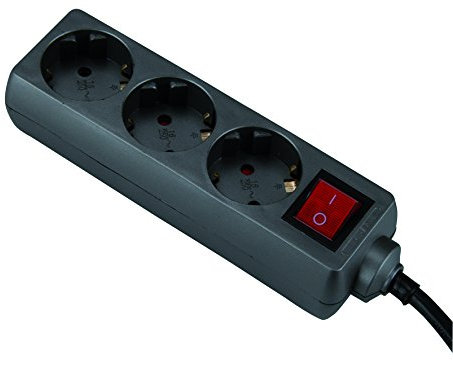 UNITEC TSD 3 Prises avec Interrupteur, 1,4 m, Titane, Noir
