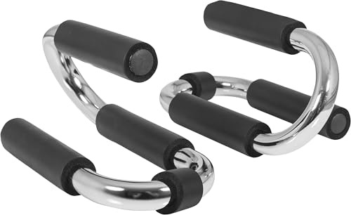 GORILLA SPORTS® Liegestützgriffe 2er Set, S-förmig, verchromt, bis 200 kg | Rutschfest, mit Schaumstoffgriffen und Gummifüßen; Push Up Griffe, Push Up Bars, Parallettes, Liegestützstangen