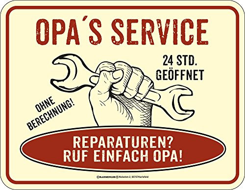 empireposter Opa's Service - Blech-Schild Spruch - Blechschild 22x17 cm