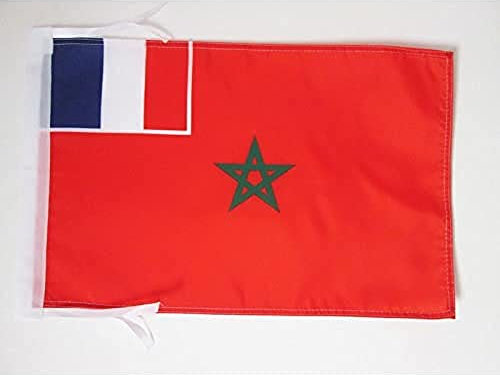 AZ FLAG - Drapeau Protectorat français au Maroc 1912-1956 - 45x30 cm - Pavillon Du Maroc Français 100% Polyester Avec Deux Cordelettes - 20g