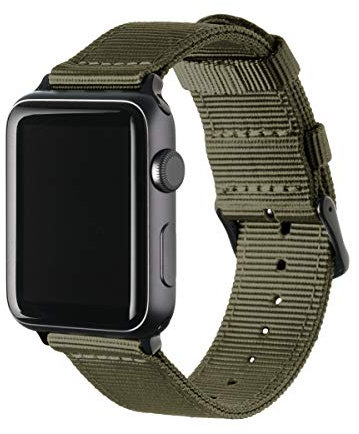 Archer Watch Straps - Correas de Nailon Premium para Apple Watch (Verde Oliva/Negro, 40/41/42mm)