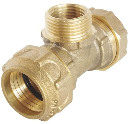SOMATHERM FOR YOU, Raccord Té Mâle 3/4 en laiton pour tube PE Ø25 mm - Serrage Extérieur - Étanchéité optimale - Pression 20 bars - Température +5°C à +80°C - Norme ACS