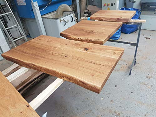 Waschtisch Eiche massiv Baumkante geölt Waschtischkonsole Holz (100 x 45 cm)