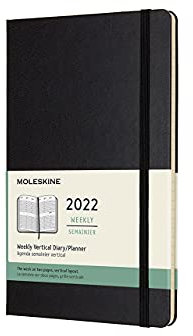 Moleskine Wochenkalender 2022, 12 Monate Wochenplaner, vertikal, weichem Einband, Format Large 13 x 21 cm, Farbe Schwarz, 144 Seiten