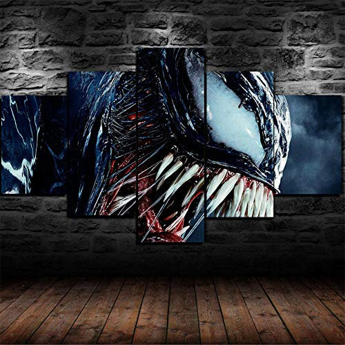 104Tdfc Bilder Abstrakt 5 Teilig Wandbild XXL Bilder Wandbild Vlies Venom Spider-Man Leinwand Bild Wandbilder Wohnzimmer Wohnung Kunstdrucke Modern Wandbilder Poster Wanddekoration