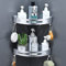 maifey Étagère Rangement Salle de Bain,Etagere Angle Douche sans Percage Tablette Metal Murale de Douche avec Crochets, Serviteur Douche Installation Adhésif (Argent Sable Brillant,2 Niveaux)