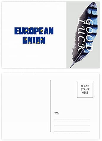 Postkarten-Set mit Europa-Union-Flagge, Glücksfeder, 20 Stück