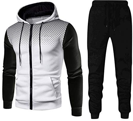 Ni_ka Ensemble A Capuche Homme Chic Pois Sweat à Capuche Et Pantalon Fitness DéContracté hoodie Survetement Sport Printemps Hiver Noir Blanc Taille M à 3xl Ni_katracksuit44558