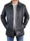 STOREJEES Klassischer Wintermantel für Herren, Leder, 3/4-Länge, schwarz, lange Jacke aus echtem Lammfell, Automantel – Schwarz, XS