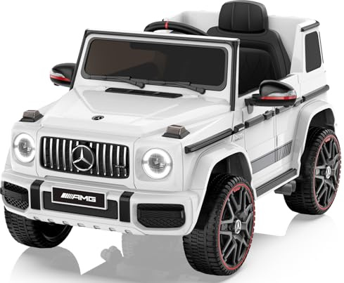 ANPABO Licensed Mercedes-Benz G63 Car for Kids, 12V Ride on Car w/Parent Remote Control, LED Headlights, Music Player & Horn, Soft Start, Low Battery Prompt, Kids Electric Car, White