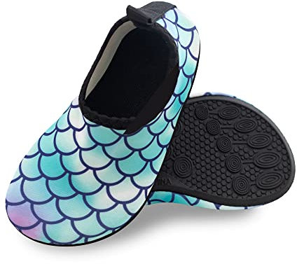 Dream Bridge Enfants Chaussures Aquatiques Chaussures pour Piscine et Plage Enfant Souliers de Sport Aquatiques Garçons Filles Antidérapant Sèche Vite Chaussures d'eau Bébé, Vert, 28.5
