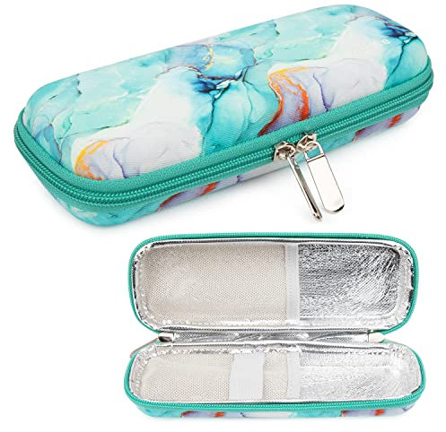 YOUSHARES Estuche Insulina Rígido de EVA - Nevera Insulina Viaje, Nevera Portátil Insulina, Estuche Insulina para Guardar Bolígrafos de Insulina (Verde Mármol)