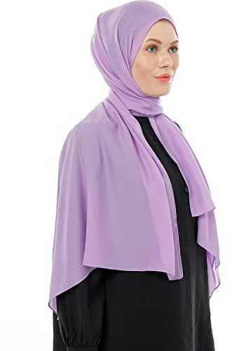 Chiffon Hijab Scarf for Women – Light Purple Soft Chiffon Hijab Scarf Muslim Headscarf – Long Muslim Accessories Lightweight Headscarf Shawl - Islamic Hajib Headwrap Scarves Solid Color (Light Purple)