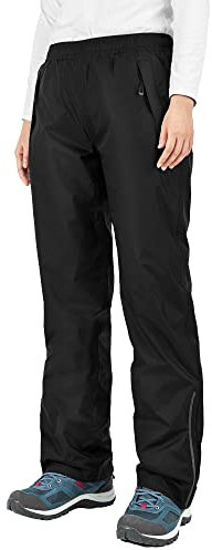 33,000ft Regenhose Damen Wasserdicht Atmungsaktive Fahrrad Überziehhose Leichte Wanderhose Winddicht Outdoor Trekkinghose (Schwarz, 19)