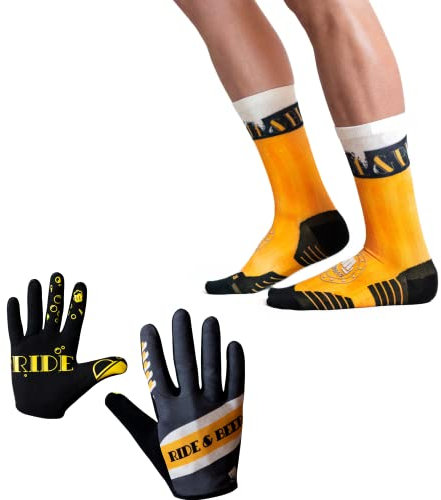 Ridefyl Herren Pack Ride&Bier Ride&Beer Socken und Handschuhe, bunt, M