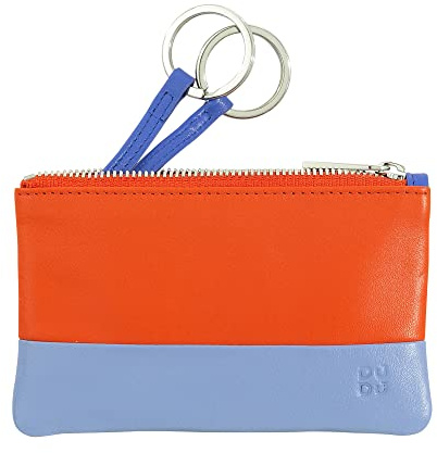 DUDU Astuccio portachiavi colorato in pelle uomo donna formato bustina con zip Zucca