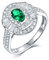 Vintage Ringe Damen, Engagement Ring Weißes Gold Ovaler Smaragd mit 4 Krappen, 0,5 Ct, Im Ovalschliff, mit 0,95 ct Diamant Ringe Größe 54 (17.2)