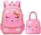 Cute Cat Pink School Backpack with Lunch Box for 8-16 Year Old Girls, Elementary School Bags Bookbags for Kids