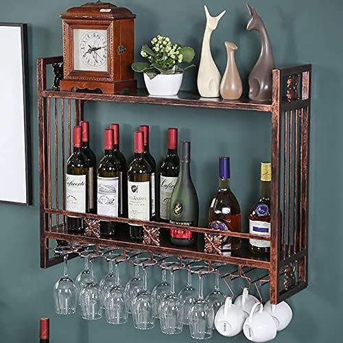 ZEELYDE Wine Rack,Metal Wall-mounted Goblet Stemware Holder, Industrial Wine Bottle Holder, Wine Shelfing Storage Unit, For Bars Restaurants Kitchens Storage Rack