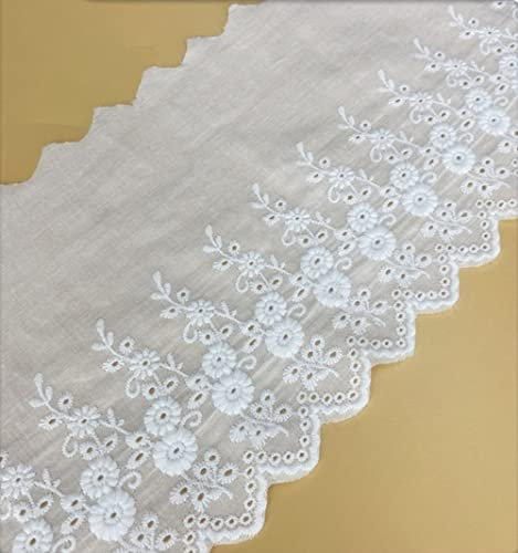 Vintage Hohle Stickerei Baumwolle Spitzenband Dekoband Zierband Spitzenstoff Spitzenborte Borte für Nähen Handwerk Weihnachtsdekoration Hochzeit Vorhang Deko Geschenkbox 11cmx3Yard,Weiss