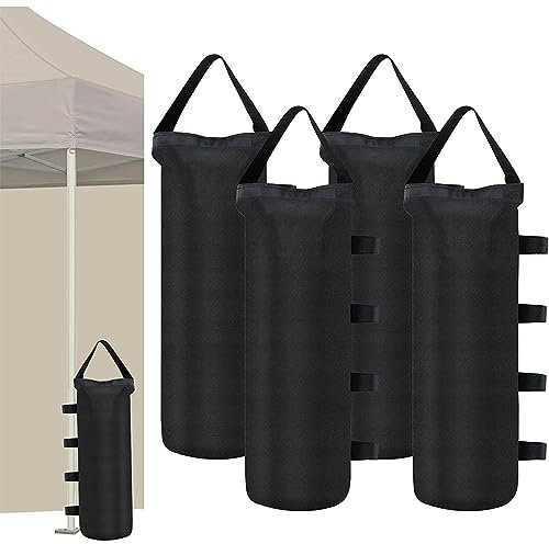 Pack of 4 Tent Sandbags, Industrial Quality 600D Leg Weights for Gazebo, Sandbag Weighted with Long Belt, Sandbags for Any Pop Up Gazebo Tents Canopy Outdoor Patio
