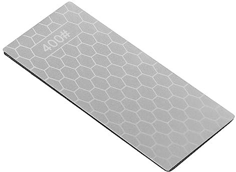 Piedra de afilar diamante con forma de panal de abeja, resistente, rectangular, portátil, para cuchillos de cocina (grano 400)