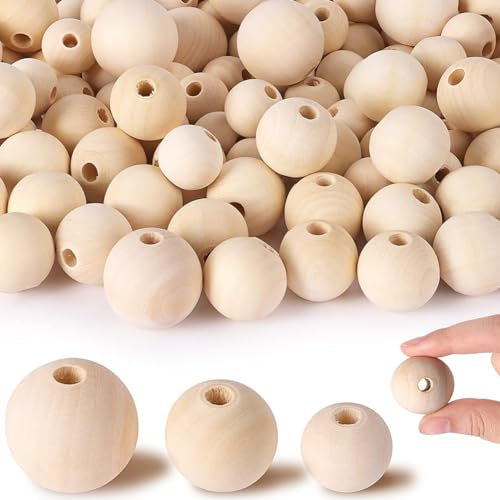Zsail Holzperlen 300Pcs Runde Holzperlen Natürliche Perlen für Handwerk DIY Handgemachte Dekorationen Schmuck Handwerk Herstellung