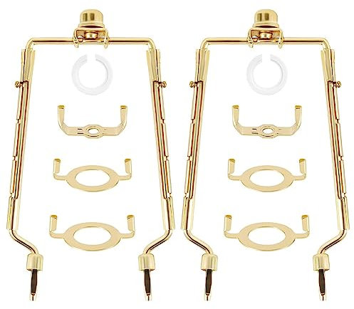 Sudemota 2 Pièces Abat-Jour Support de Harpe E14, E26, E27 Adaptateur de Base de Lumière Réglable Lampe Harpe Kit Cadre en Corne d'or Support D'Abat-Jour