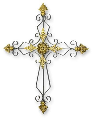 JS Garten Deko Wanddekoration aus Metall Kreuz H 60 cm Wanddeko Wandbild Metallbild Outdoor