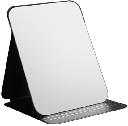 Miroir de Table Pliable, Miroir de Voyage Portable avec Coque de Protection, Miroir de Maquillage Portable Pliable en Cuir PU, pour Plateau de Table, Portable, Maison et Voyage, 18 * 26cm