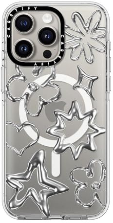 CASETiFY Clear Case for iPhone 15 Pro Max [Not Yellowing / 6.6ft Drop Protection/Compatible with Magsafe] - Chrome Doodles - Clear