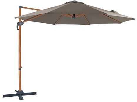 AXI Marisol Parasol Déporté Aspect bois/taupe - Rectangulaire Ø 300cm - Structure aluminium - Rotation 360 - Inclinable - Résistant aux UV
