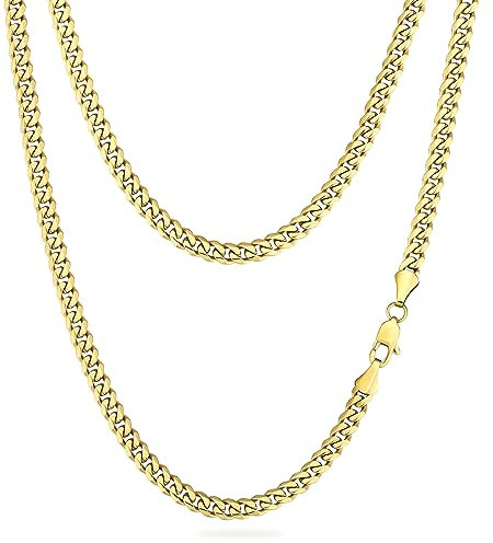KRKC Herren Halskette, 14K Gold Vergoldet Edelstahl Cuban Link Chain Panzerkette 6mm, Nickel-frei Dünne Kette Gliederkette für Männer Länge 61cm
