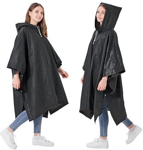 SWOGAA 2 Stück Regenponcho Damen Herren Wiederverwendbar EVA-Regenmäntel für Erwachsene Robuster Regencape Atmungsaktiv Regen für Survive, Fahrrad, Wandern, Camping, Angeln, Konzert, Stadion, Festival